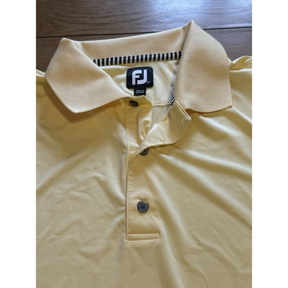 FootJoy Polo Shirt 2XL XXL Yellow Athletic Performance Outdoor Golfer Preppy Men - Picture 4 of 13